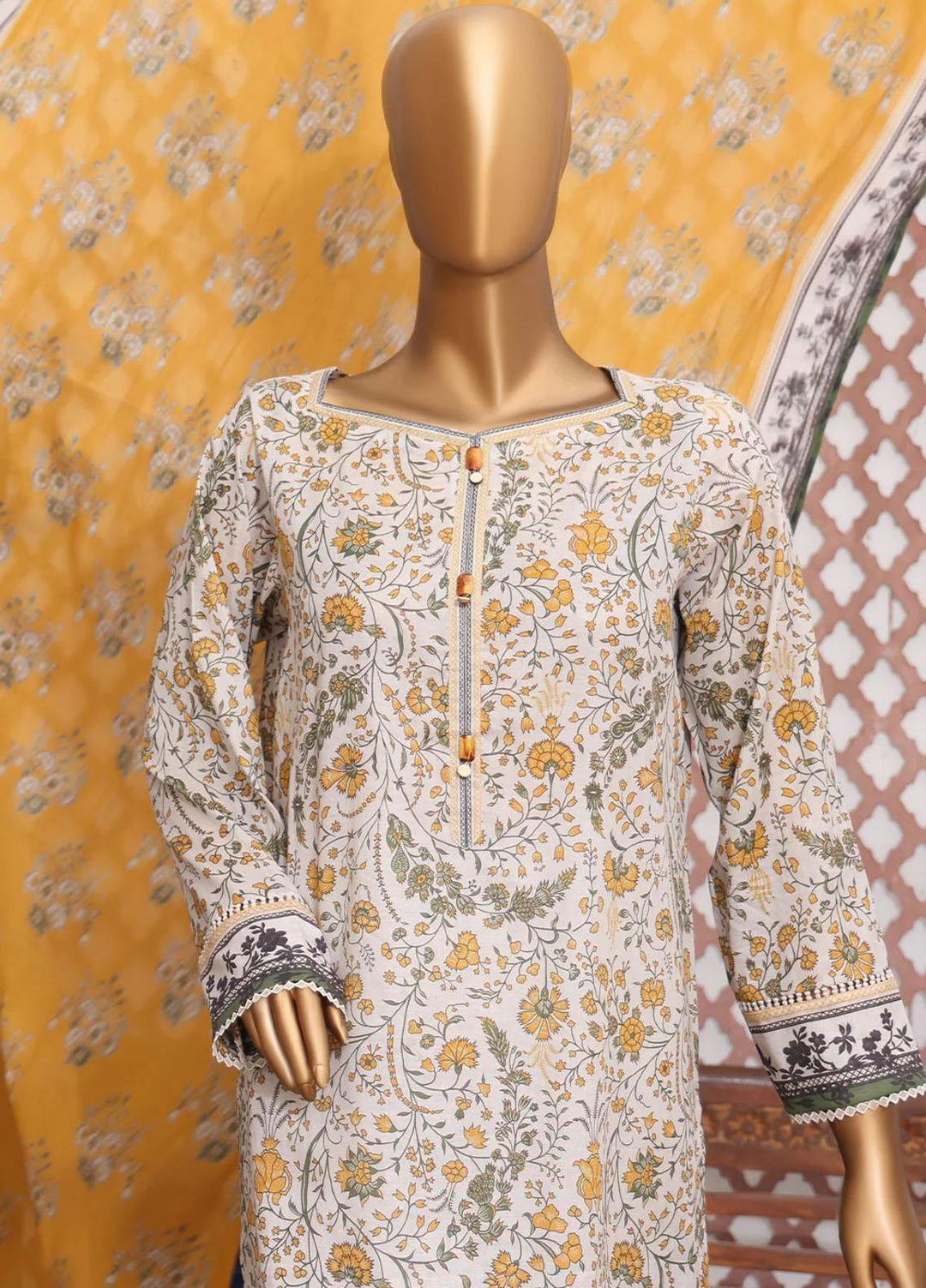 HZ Textiles Printed Lawn Suits Unstitched 3 Piece HZ23PP-V4 PPC-36 - Summer Collection
