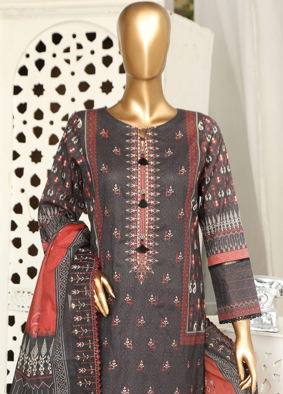 HZ Textiles Embroidered Lawn Suits Unstitched 3 Piece HZ23PCH-1 PEC-0111 - Summer Collection