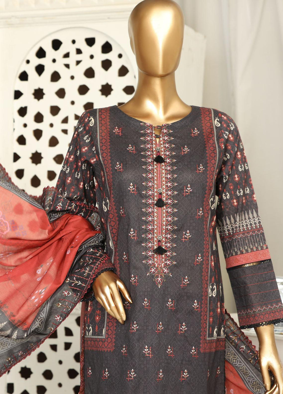 HZ Textiles Embroidered Lawn Suits Unstitched 3 Piece HZ23PCH-1 PEC-0111 - Summer Collection