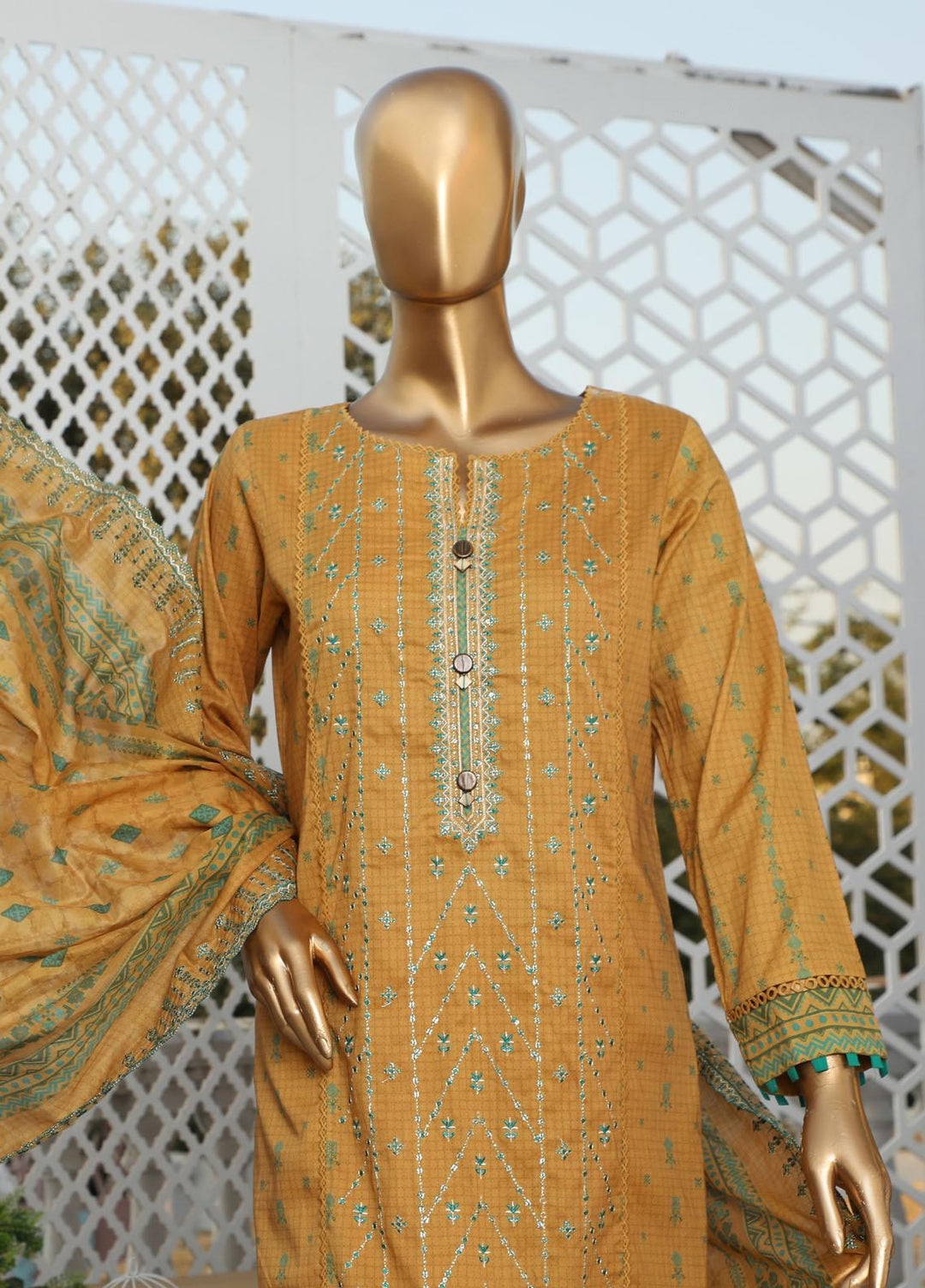 HZ Textiles Embroidered Lawn Suits Unstitched 3 Piece HZ23PCH-1 PEC-2042 - Summer Collection