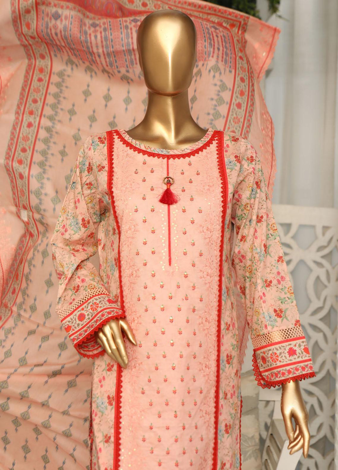 HZ Textiles Embroidered Lawn Suits Unstitched 3 Piece HZ23PCH-1 PEC-2302 - Summer Collection