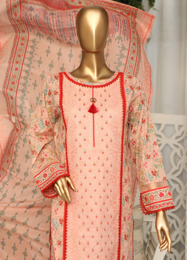 HZ Textiles Embroidered Lawn Suits Unstitched 3 Piece HZ23PCH-1 PEC-2302 - Summer Collection