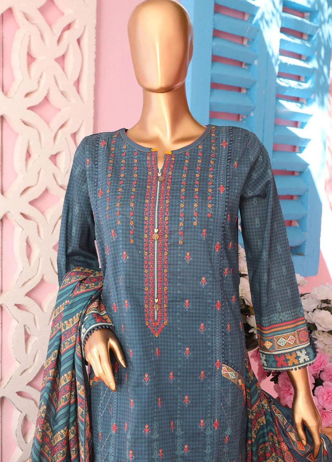 HZ Textiles Embroidered Lawn Suits Unstitched 3 Piece HZ23PCH-2 PEC-0126 - Summer Collection