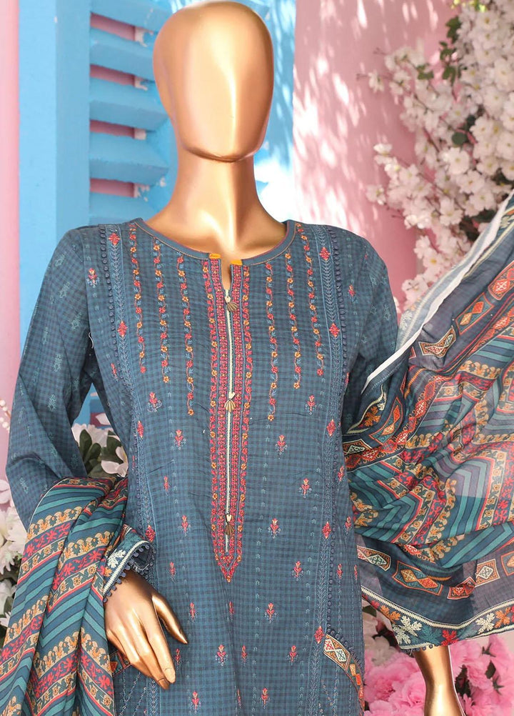 HZ Textiles Embroidered Lawn Suits Unstitched 3 Piece HZ23PCH-2 PEC-0126 - Summer Collection