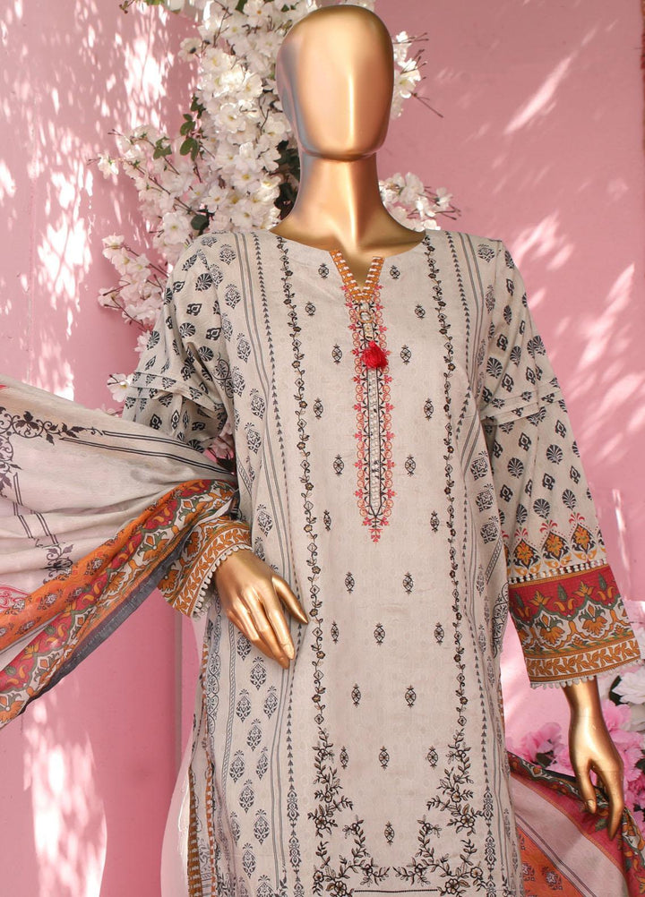 HZ Textiles Embroidered Lawn Suits Unstitched 3 Piece HZ23PCH-2 PEC-0227 - Summer Collection