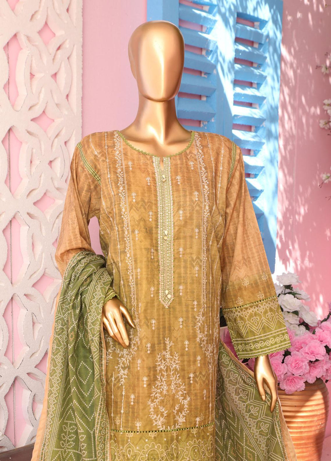 HZ Textiles Embroidered Lawn Suits Unstitched 3 Piece HZ23PCH-2 PEC-0231 - Summer Collection
