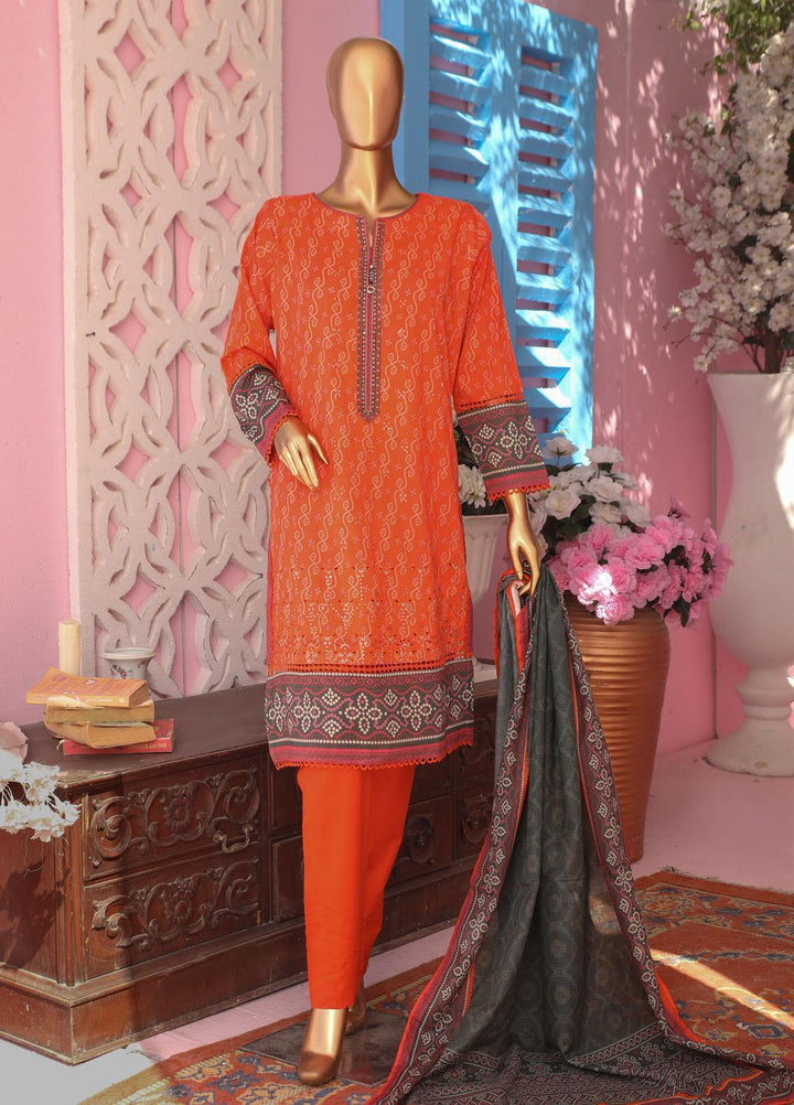 HZ Textiles Embroidered Lawn Suits Unstitched 3 Piece HZ23PCH-2 PEC-0232 - Summer Collection