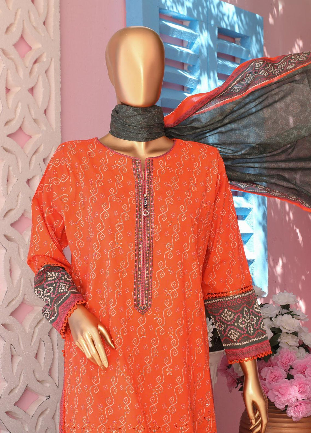 HZ Textiles Embroidered Lawn Suits Unstitched 3 Piece HZ23PCH-2 PEC-0232 - Summer Collection