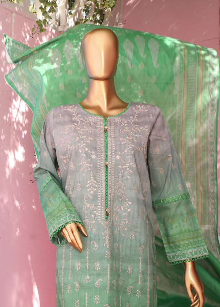 HZ Textiles Embroidered Lawn Suits Unstitched 3 Piece HZ23PCH-2 PEC-0235 - Summer Collection