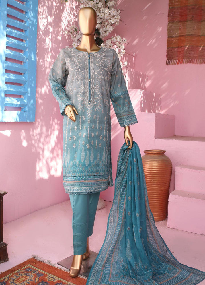 HZ Textiles Embroidered Lawn Suits Unstitched 3 Piece HZ23PCH-2 PEC-0239 - Summer Collection