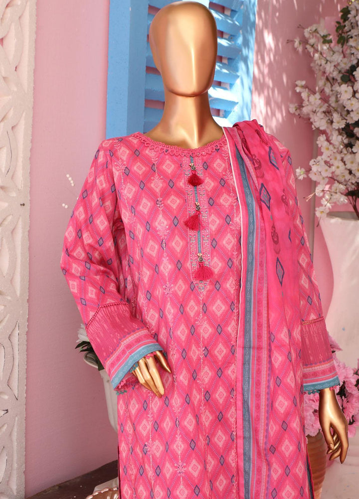 HZ Textiles Embroidered Lawn Suits Unstitched 3 Piece HZ23PCH-2 PEC-0130 - Summer Collection