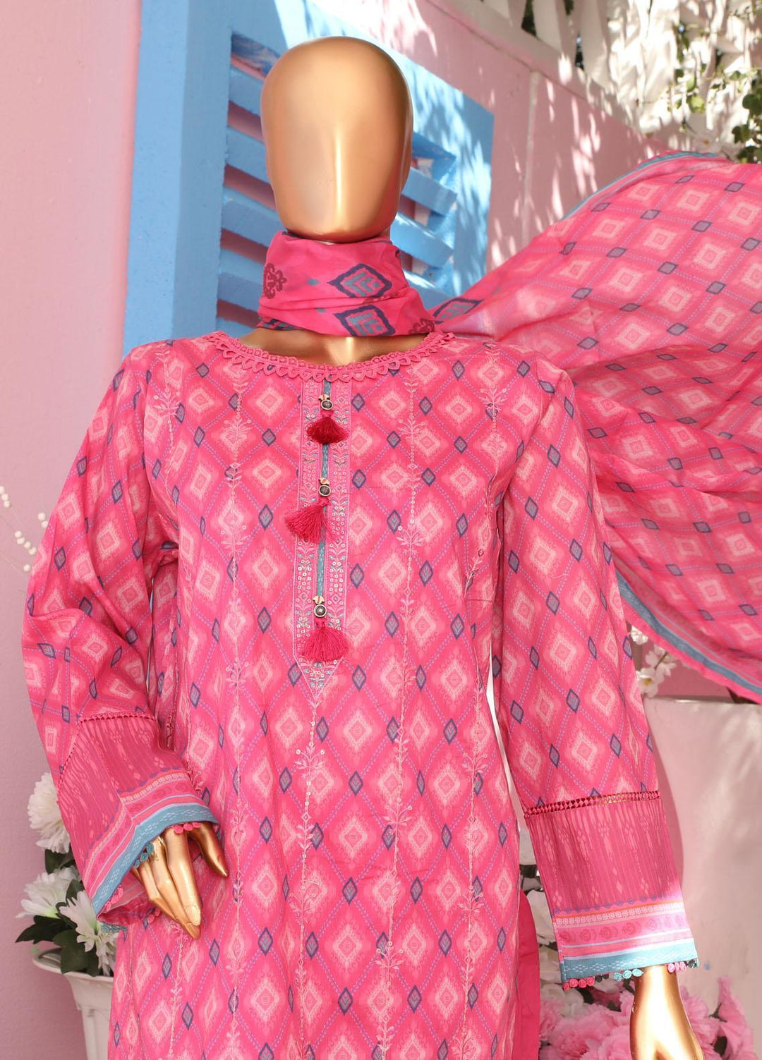 HZ Textiles Embroidered Lawn Suits Unstitched 3 Piece HZ23PCH-2 PEC-0130 - Summer Collection
