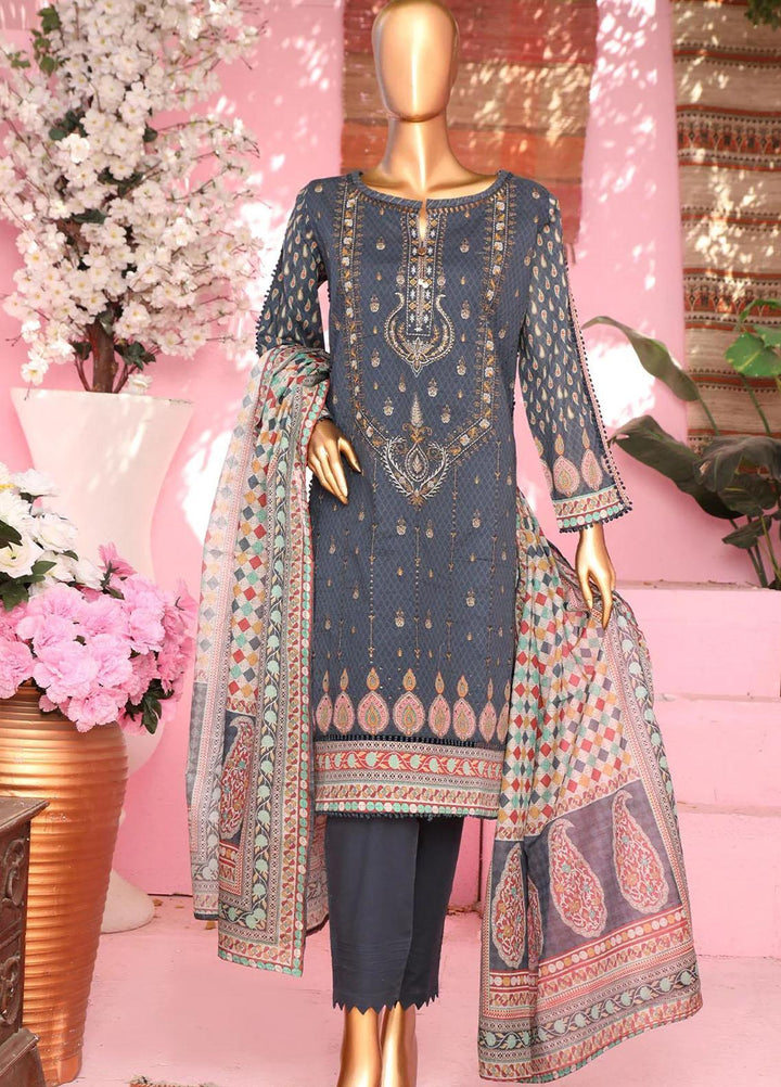 HZ Textiles Embroidered Lawn Suits Unstitched 3 Piece HZ23PCH-2 PEC-0143 - Summer Collection