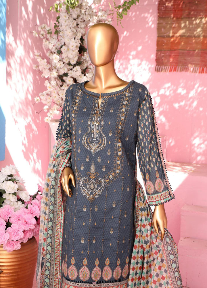 HZ Textiles Embroidered Lawn Suits Unstitched 3 Piece HZ23PCH-2 PEC-0143 - Summer Collection