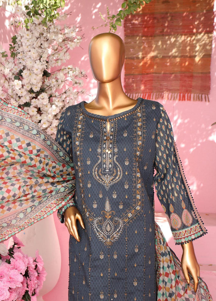 HZ Textiles Embroidered Lawn Suits Unstitched 3 Piece HZ23PCH-2 PEC-0143 - Summer Collection