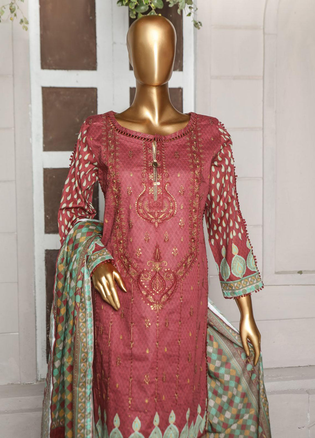 HZ Textiles Embroidered Lawn Suits Unstitched 3 Piece HZ23PCH-2 PEC-0144 - Summer Collection