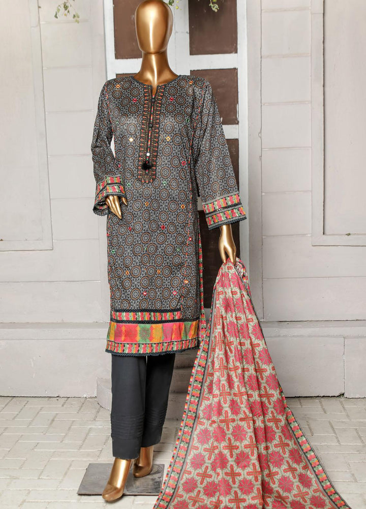 HZ Textiles Embroidered Lawn Suits Unstitched 3 Piece HZ23PCH-2 PEC-0221 - Summer Collection