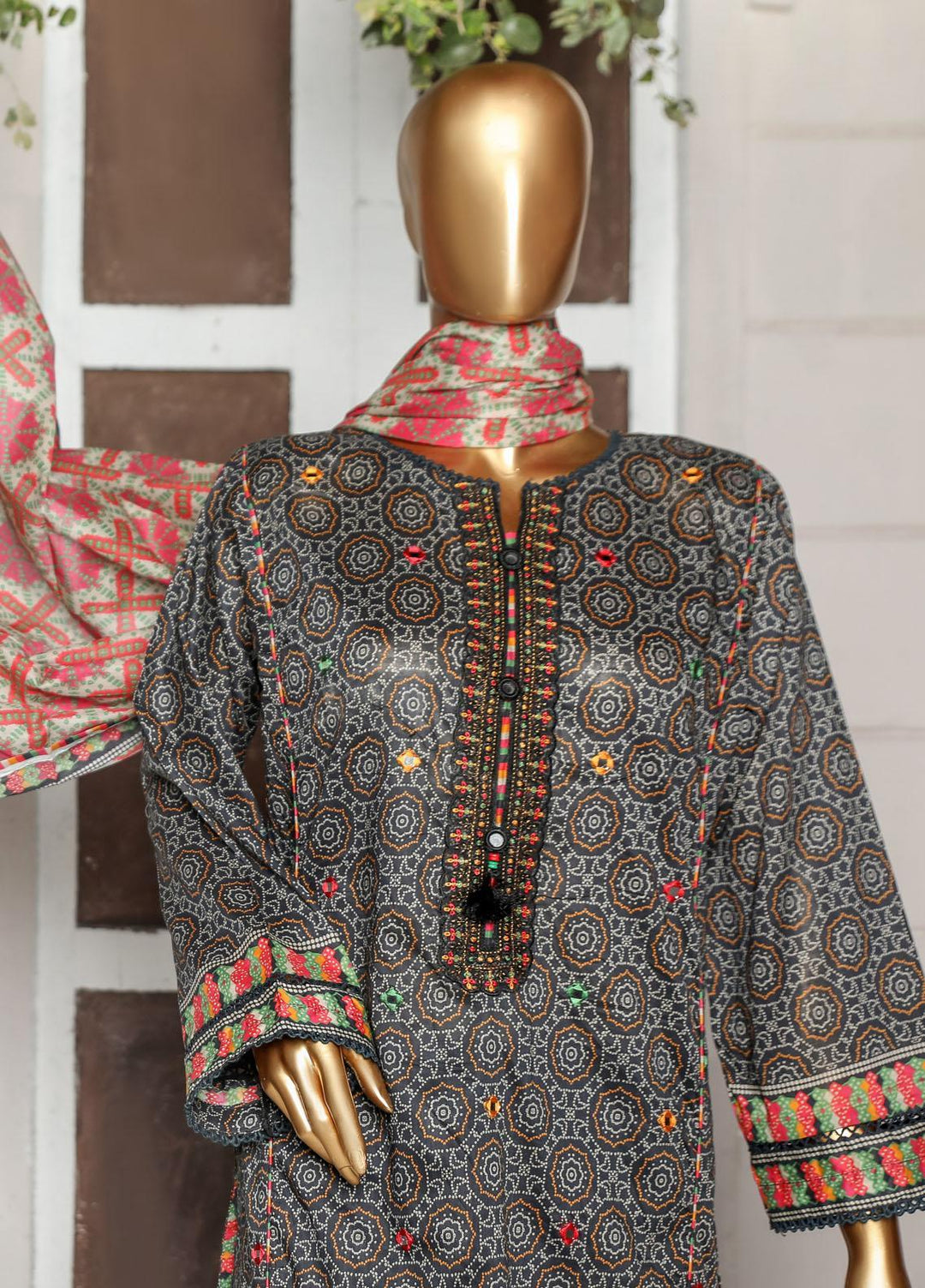 HZ Textiles Embroidered Lawn Suits Unstitched 3 Piece HZ23PCH-2 PEC-0221 - Summer Collection