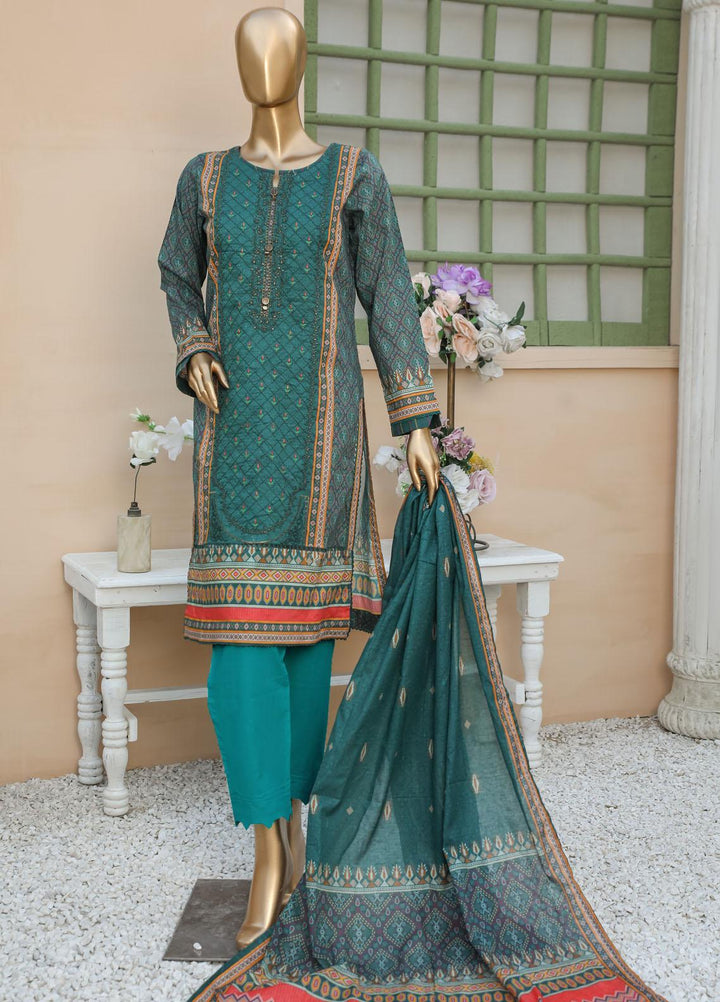 HZ Textiles Embroidered Lawn Suits Unstitched 3 Piece HZ23PCH-2 PEC-0222 - Summer Collection