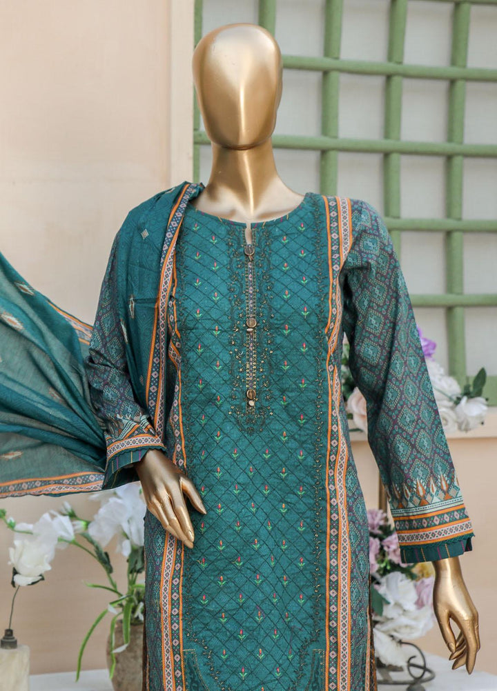 HZ Textiles Embroidered Lawn Suits Unstitched 3 Piece HZ23PCH-2 PEC-0222 - Summer Collection