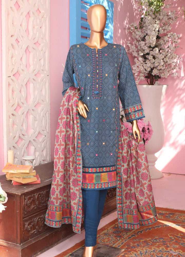 HZ Textiles Embroidered Lawn Suits Unstitched 3 Piece HZ23PCH-2 PEC-0223 - Summer Collection