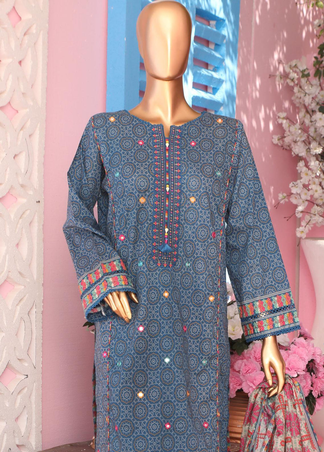 HZ Textiles Embroidered Lawn Suits Unstitched 3 Piece HZ23PCH-2 PEC-0223 - Summer Collection