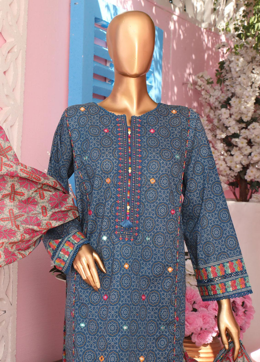 HZ Textiles Embroidered Lawn Suits Unstitched 3 Piece HZ23PCH-2 PEC-0223 - Summer Collection
