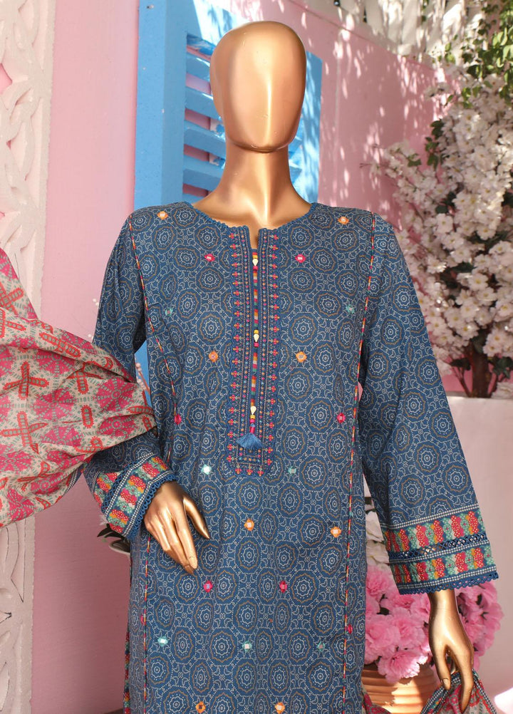 HZ Textiles Embroidered Lawn Suits Unstitched 3 Piece HZ23PCH-2 PEC-0223 - Summer Collection