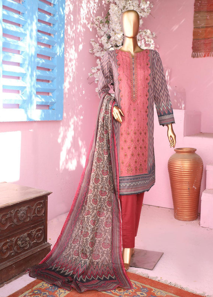 HZ Textiles Embroidered Lawn Suits Unstitched 3 Piece HZ23PCH-2 PEC-0224 - Summer Collection