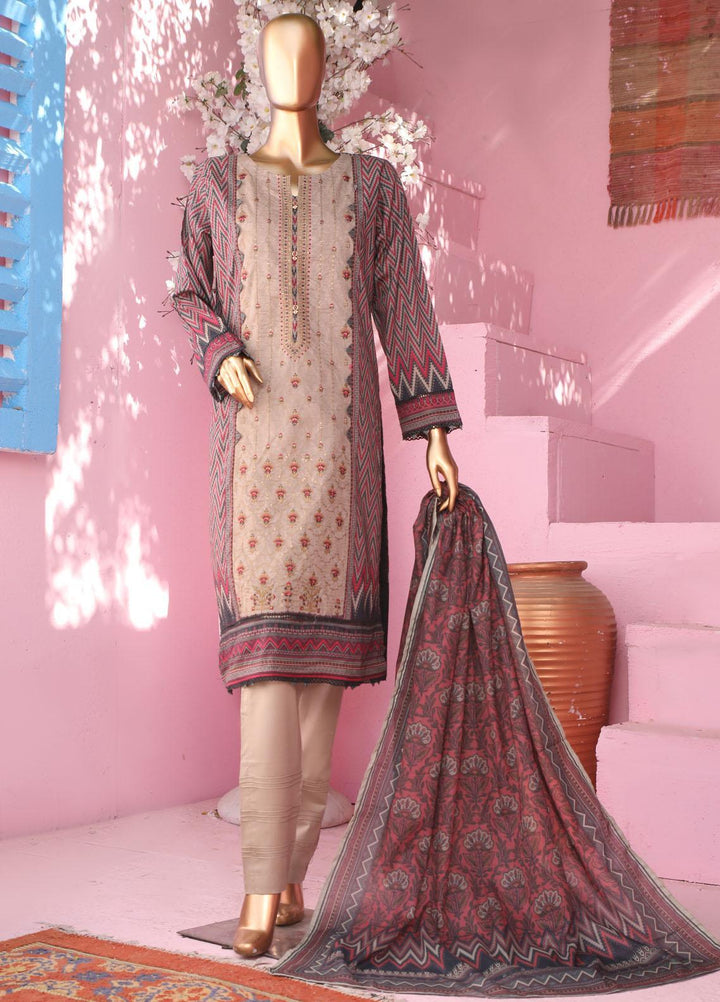 HZ Textiles Embroidered Lawn Suits Unstitched 3 Piece HZ23PCH-2 PEC-0225 - Summer Collection