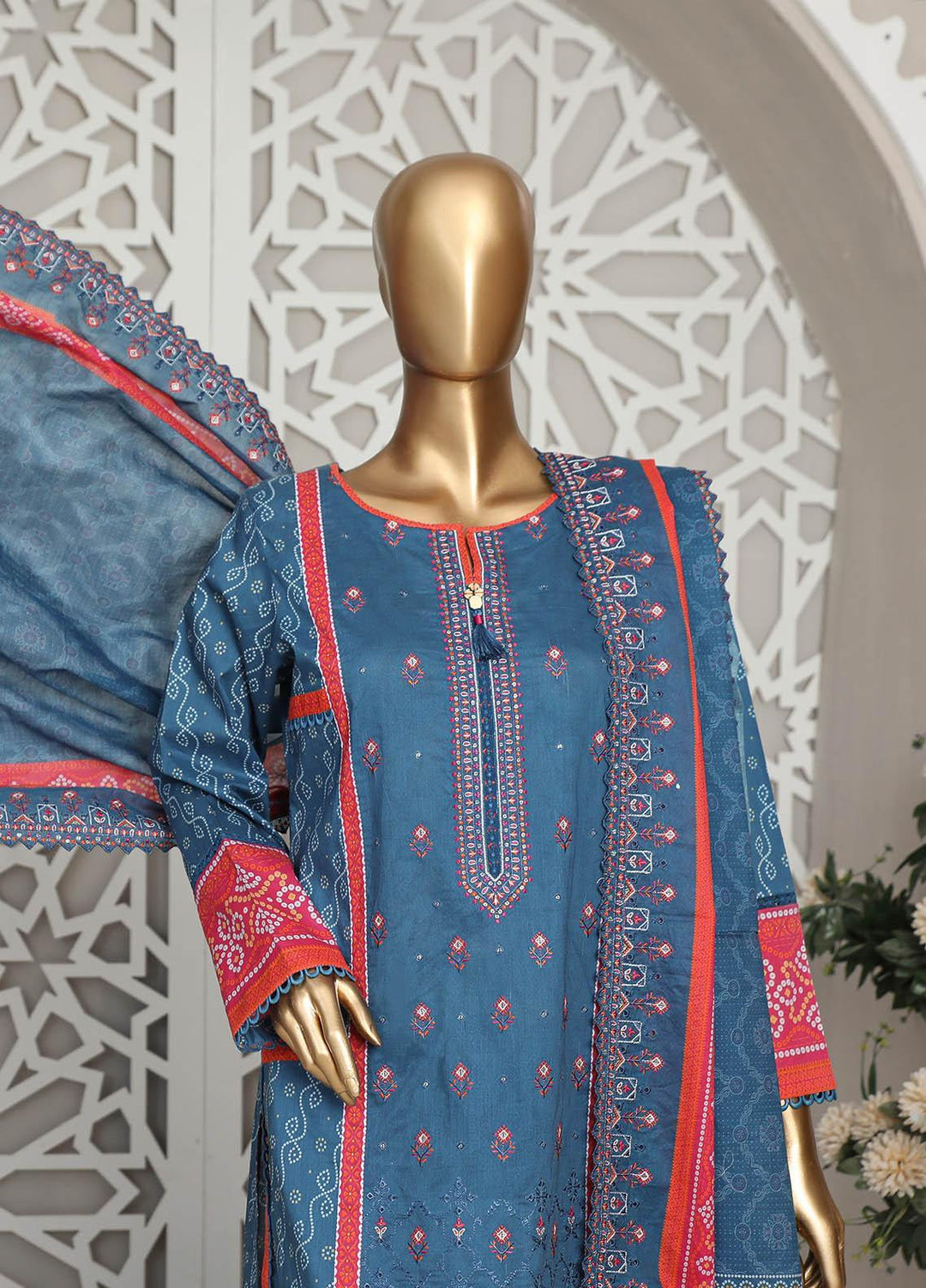 HZ Textiles Embroidered Lawn Suits Unstitched 3 Piece HZ23PCH-3 PEC-0240 - Summer Collection