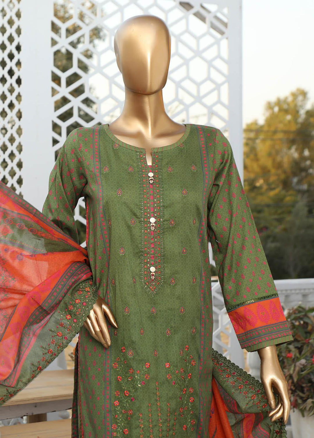 HZ Textiles Embroidered Lawn Suits Unstitched 3 Piece HZ23PCH-3 PEC-0262 - Summer Collection