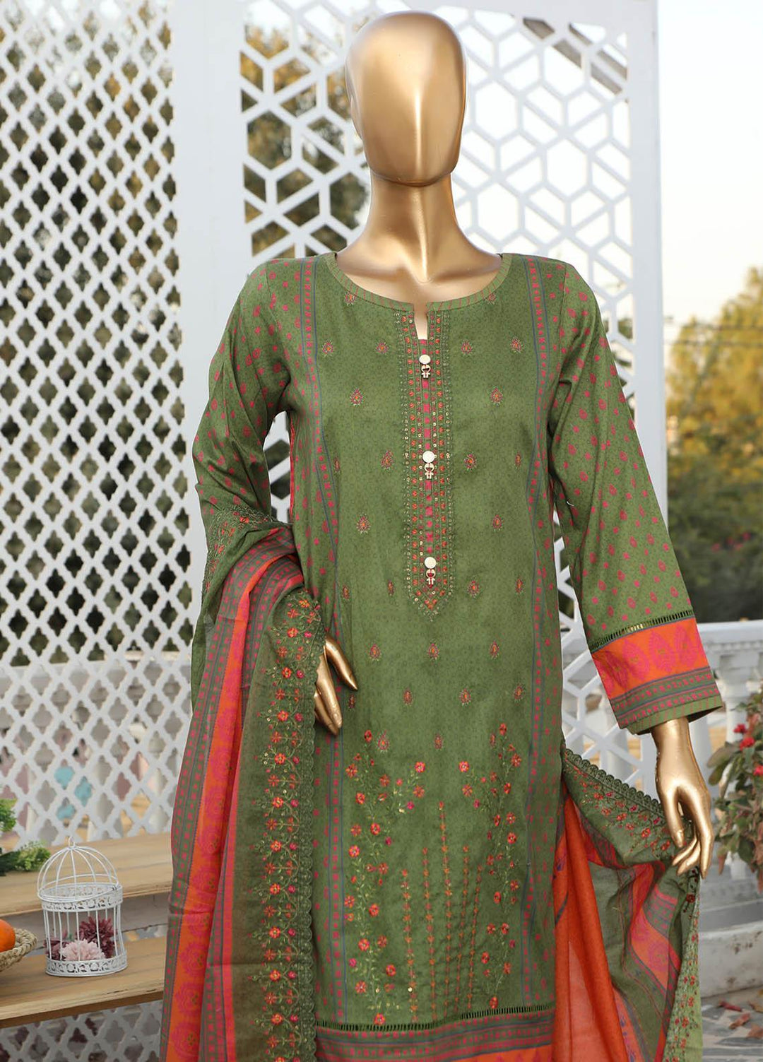 HZ Textiles Embroidered Lawn Suits Unstitched 3 Piece HZ23PCH-3 PEC-0262 - Summer Collection