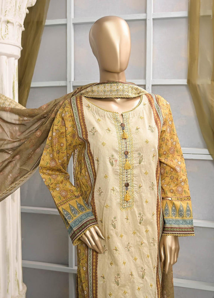 HZ Textiles Embroidered Lawn Suits Unstitched 3 Piece HZ23PCH-3 PEC-2304 - Summer Collection