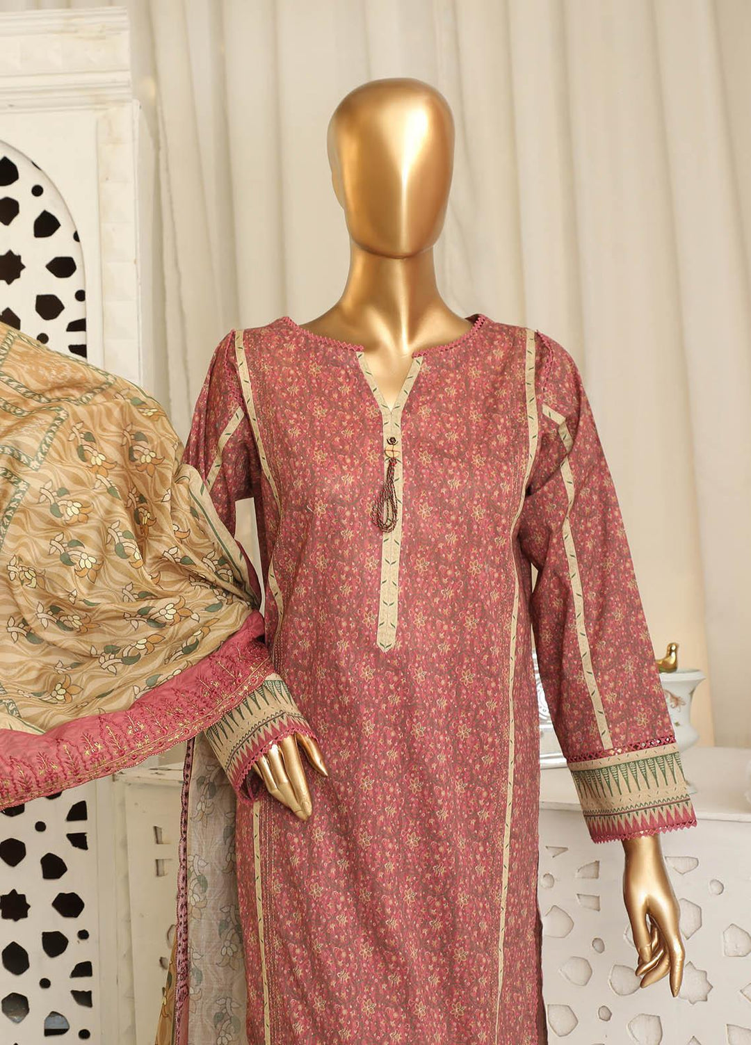 HZ Textiles Embroidered Lawn Suits Unstitched 3 Piece HZ23PCH-3 PEC-2308 - Summer Collection