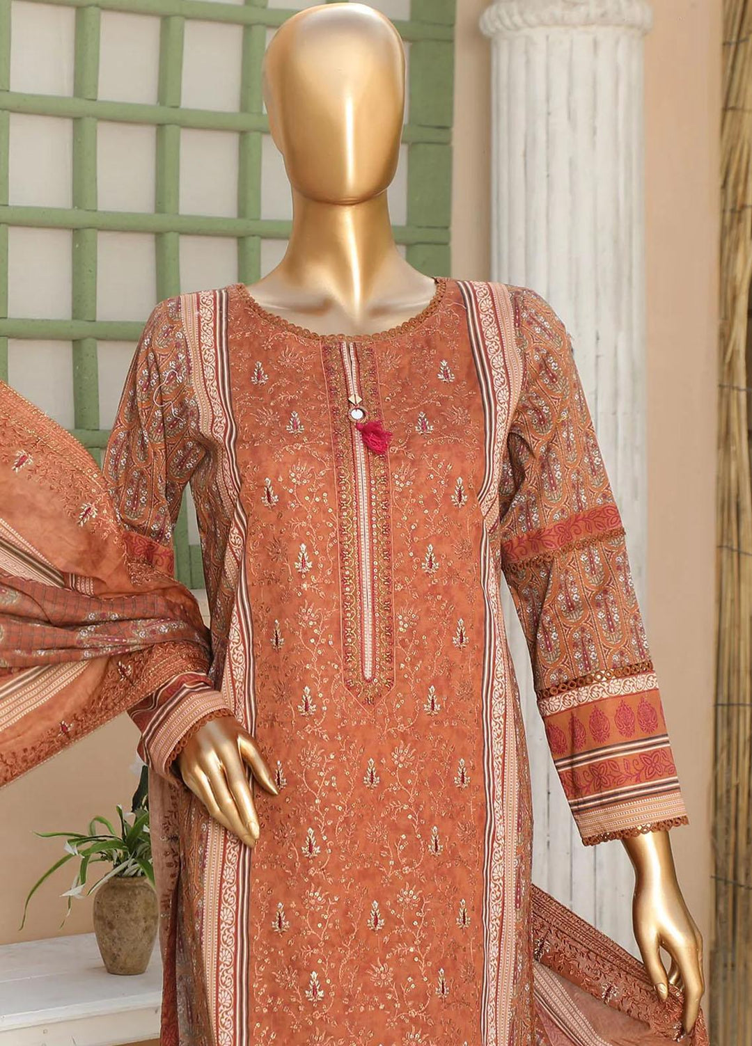 HZ Textiles Embroidered Lawn Suits Unstitched 3 Piece HZ23PCH-4 PEC-0211 - Summer Collection