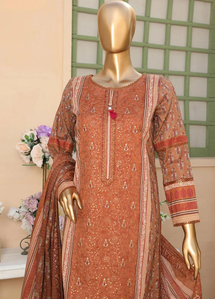 HZ Textiles Embroidered Lawn Suits Unstitched 3 Piece HZ23PCH-4 PEC-0211 - Summer Collection