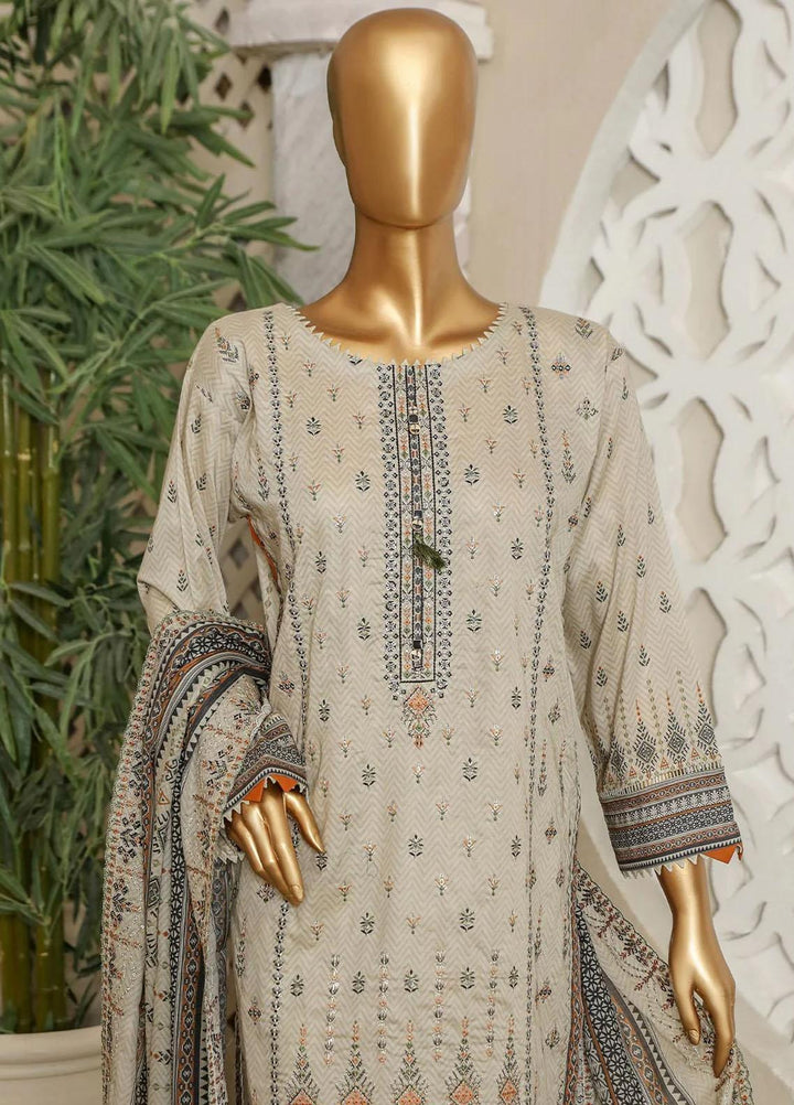 HZ Textiles Embroidered Lawn Suits Unstitched 3 Piece HZ23PCH-4 PEC-0260 - Summer Collection