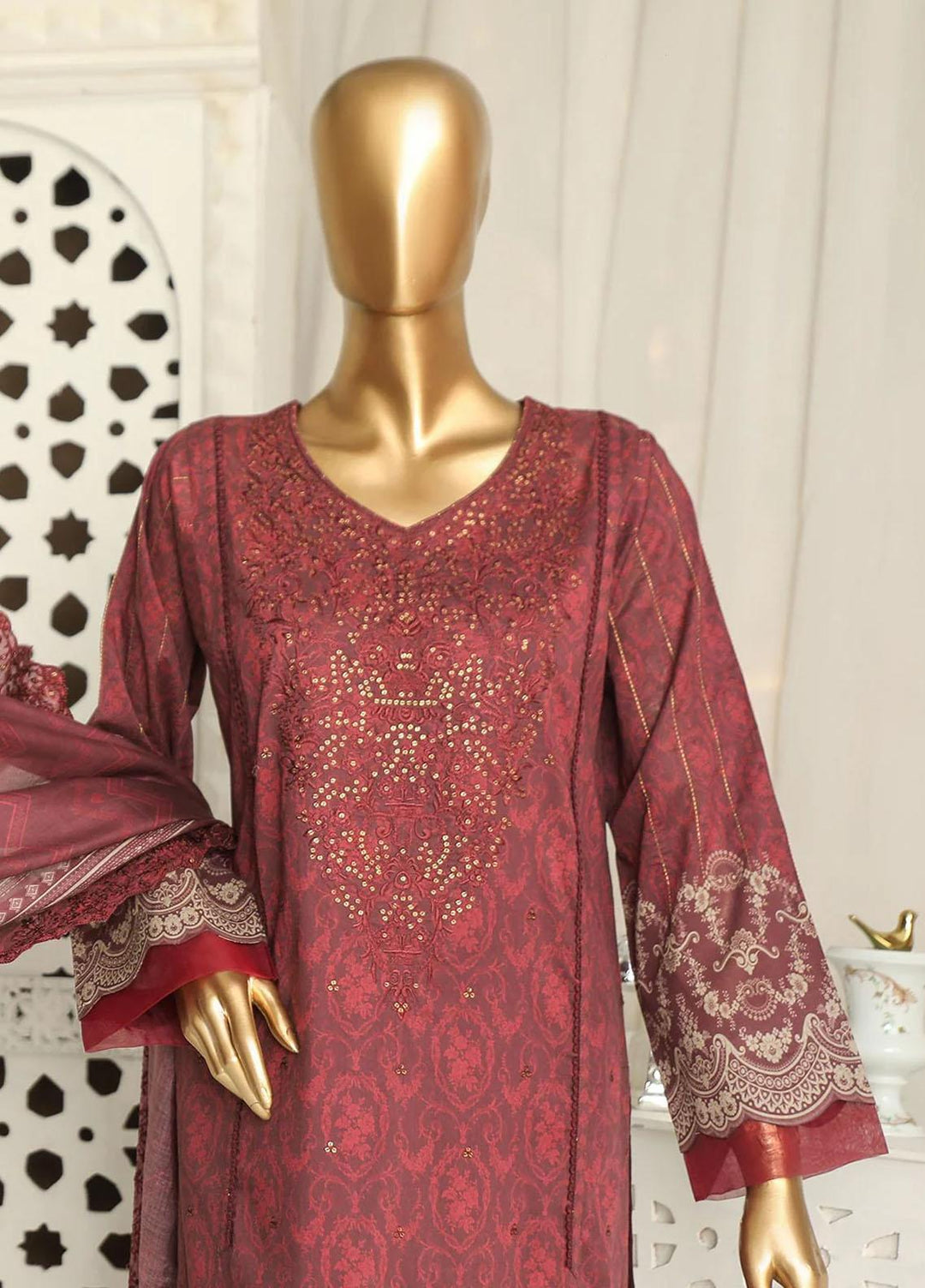 HZ Textiles Embroidered Lawn Suits Unstitched 3 Piece HZ23PCH-4 PEC-2318 - Summer Collection