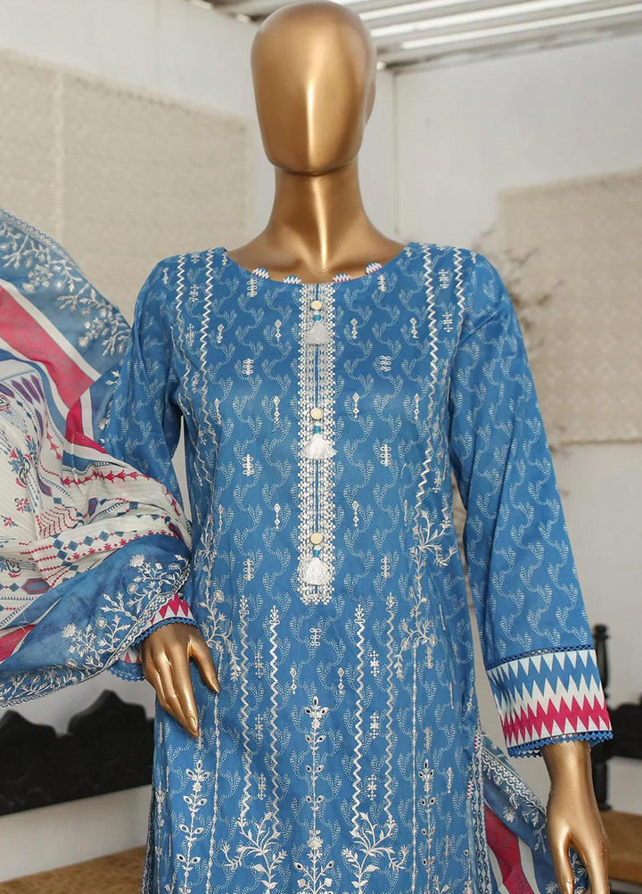 HZ Textiles Embroidered Lawn Suits Unstitched 3 Piece HZ23PCH-4 PEC-0215 - Summer Collection