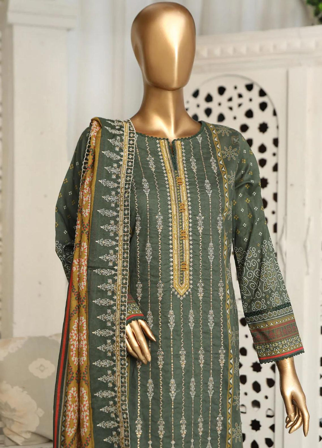 HZ Textiles Embroidered Lawn Suits Unstitched 3 Piece HZ23PCH-4 PEC-0216 - Summer Collection