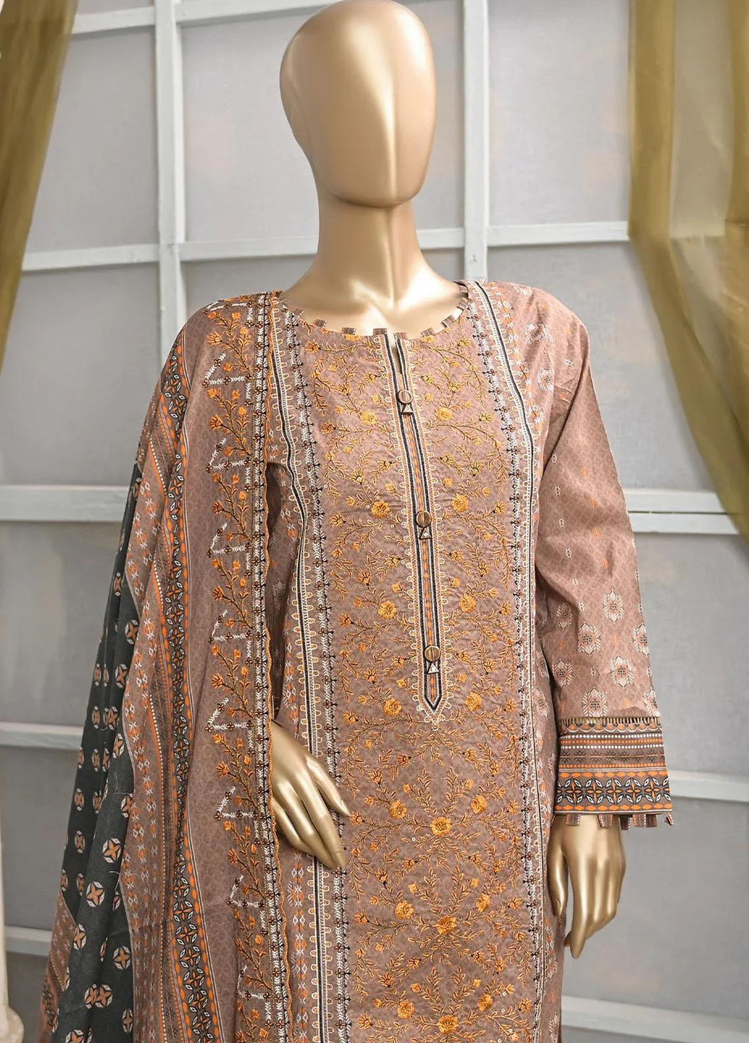 HZ Textiles Embroidered Lawn Suits Unstitched 3 Piece HZ23PCH-4 PEC-0217 - Summer Collection