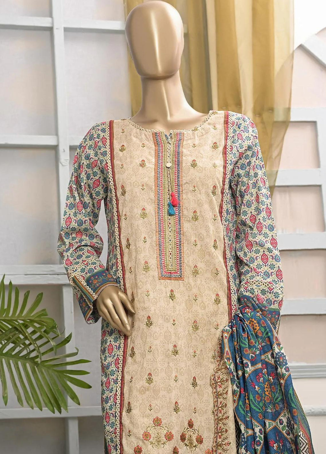 HZ Textiles Embroidered Lawn Suits Unstitched 3 Piece HZ23PCH-4 PEC-0243 - Summer Collection
