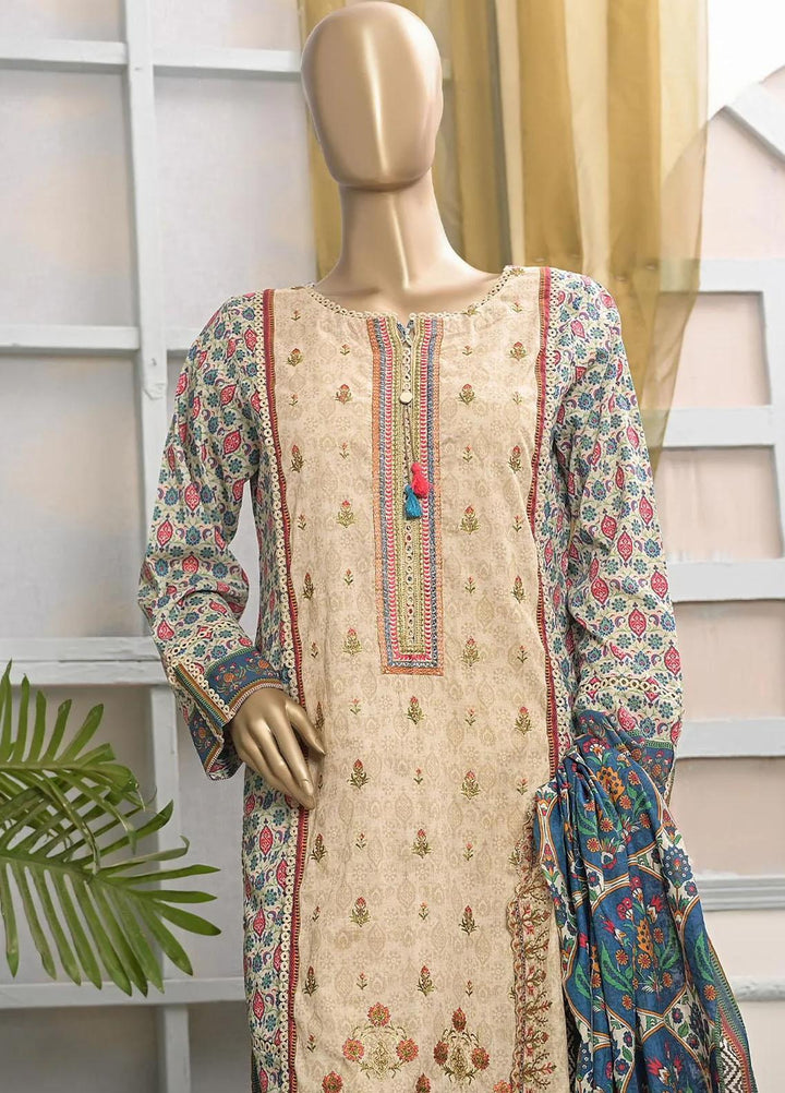 HZ Textiles Embroidered Lawn Suits Unstitched 3 Piece HZ23PCH-4 PEC-0243 - Summer Collection