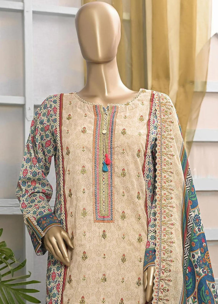 HZ Textiles Embroidered Lawn Suits Unstitched 3 Piece HZ23PCH-4 PEC-0243 - Summer Collection