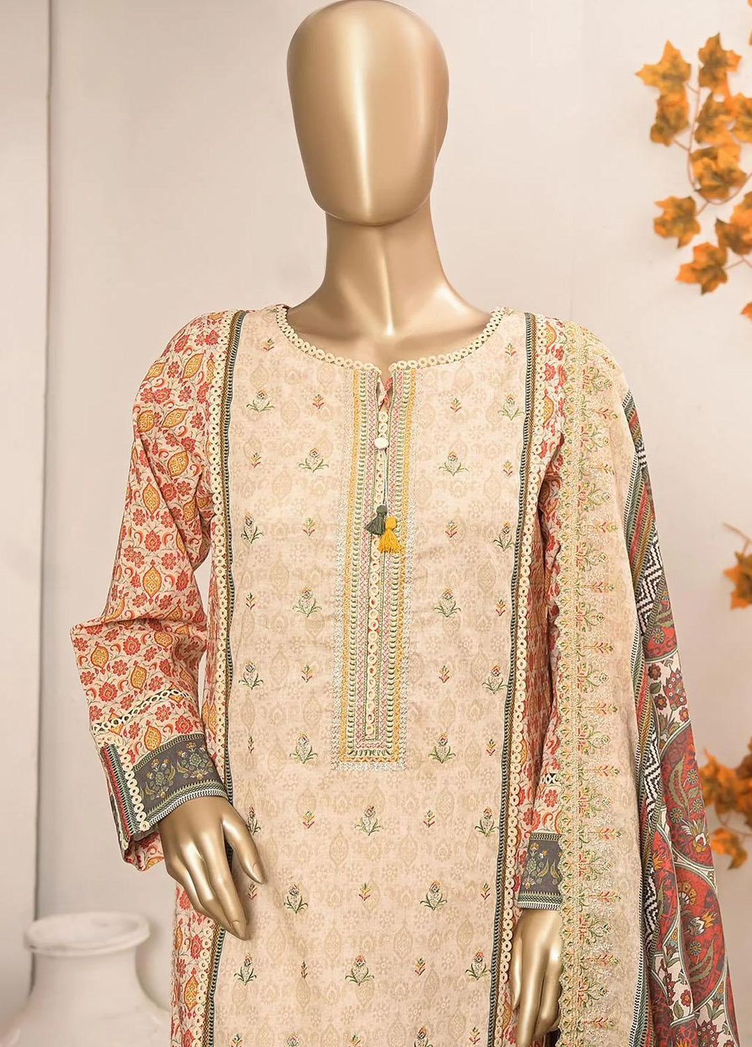 HZ Textiles Embroidered Lawn Suits Unstitched 3 Piece HZ23PCH-4 PEC-0244 - Summer Collection