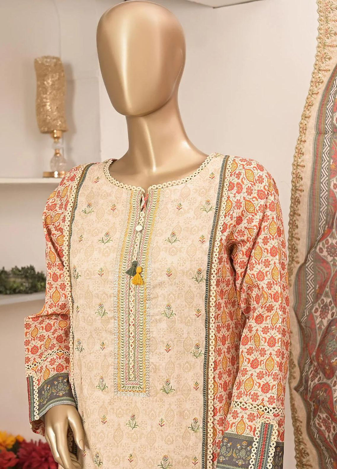 HZ Textiles Embroidered Lawn Suits Unstitched 3 Piece HZ23PCH-4 PEC-0244 - Summer Collection