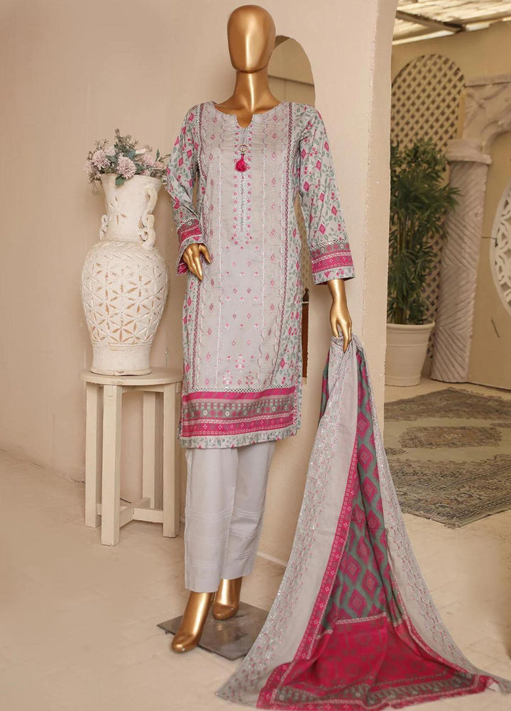 HZ Textiles Embroidered Lawn Suits Unstitched 3 Piece HZ23PCH-4 PEC-0254 - Summer Collection
