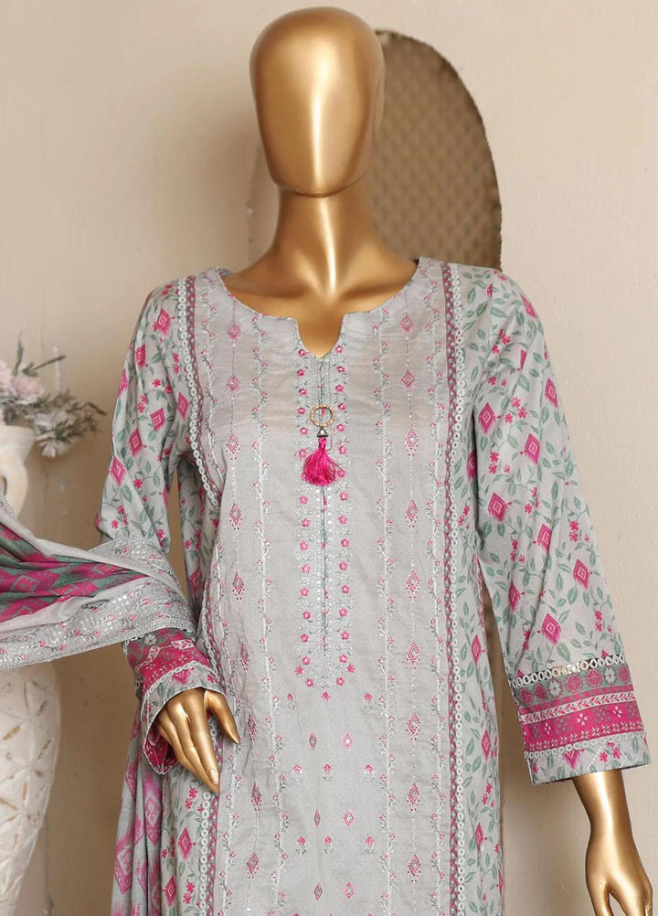HZ Textiles Embroidered Lawn Suits Unstitched 3 Piece HZ23PCH-4 PEC-0254 - Summer Collection