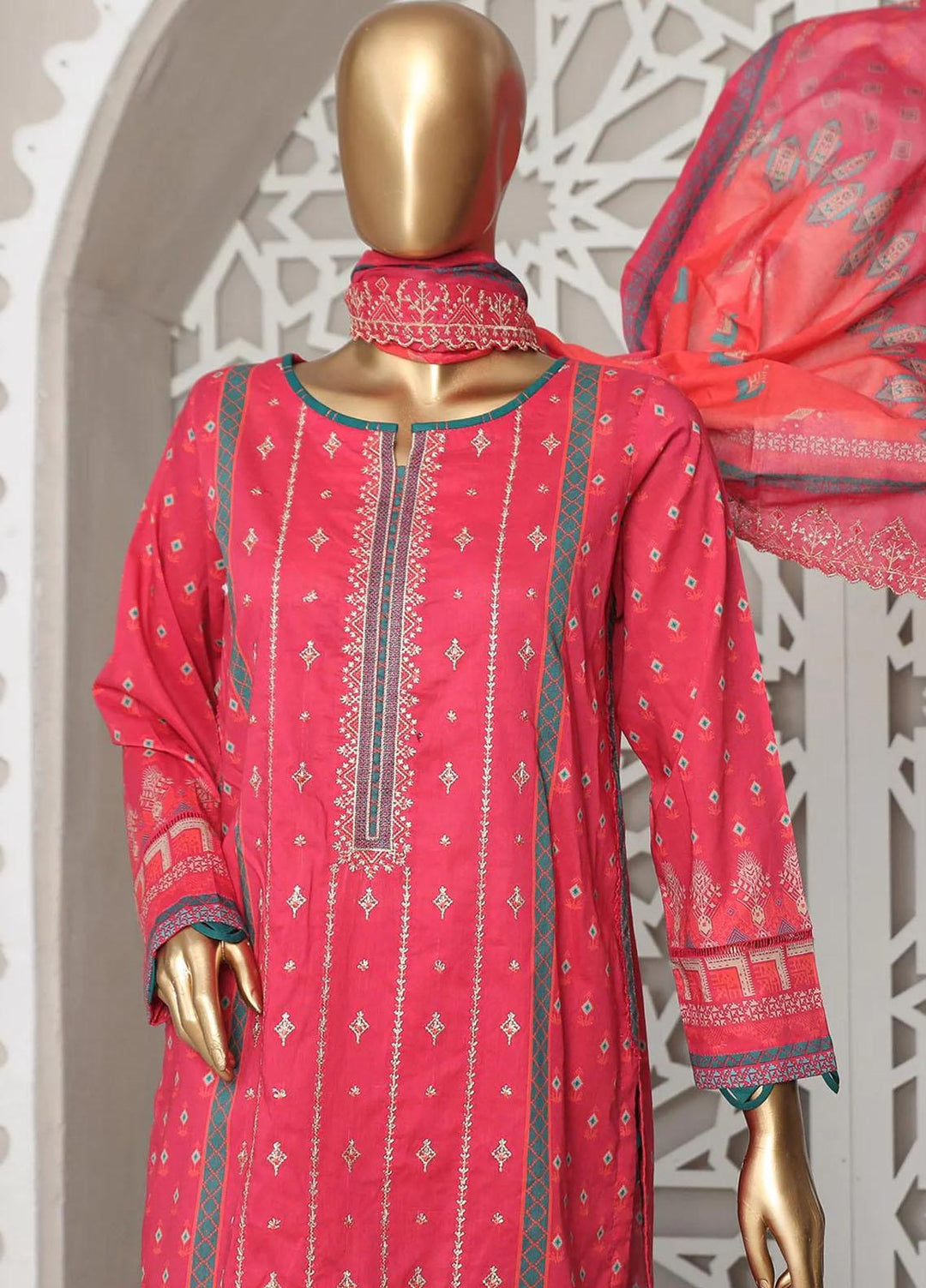HZ Textiles Embroidered Lawn Suits Unstitched 3 Piece HZ23PCH-4 PEC-0257 - Summer Collection